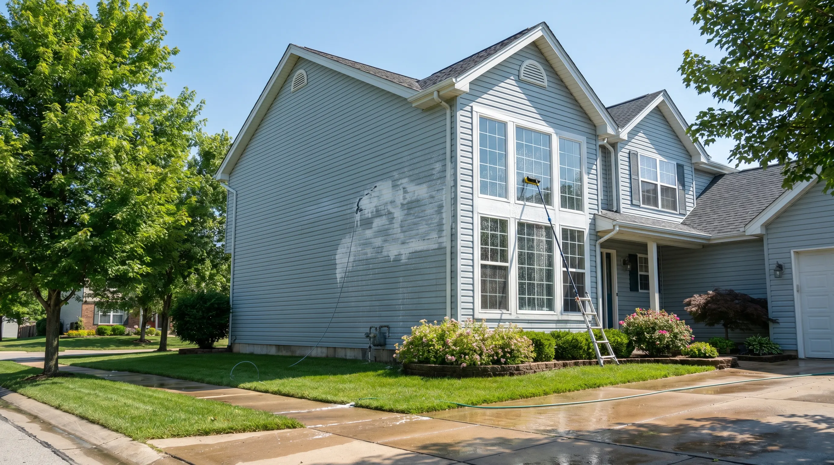 Exterior house cleaning in St. Louis — soft-wash siding and clean windows